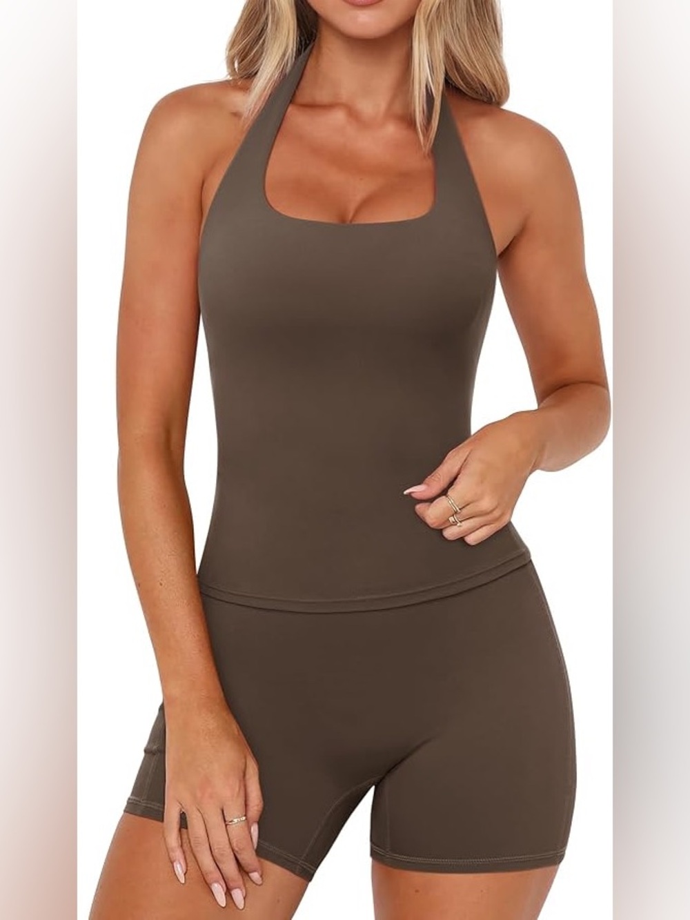 Women's Brown 2 piece workout set Large Yoga Palaties